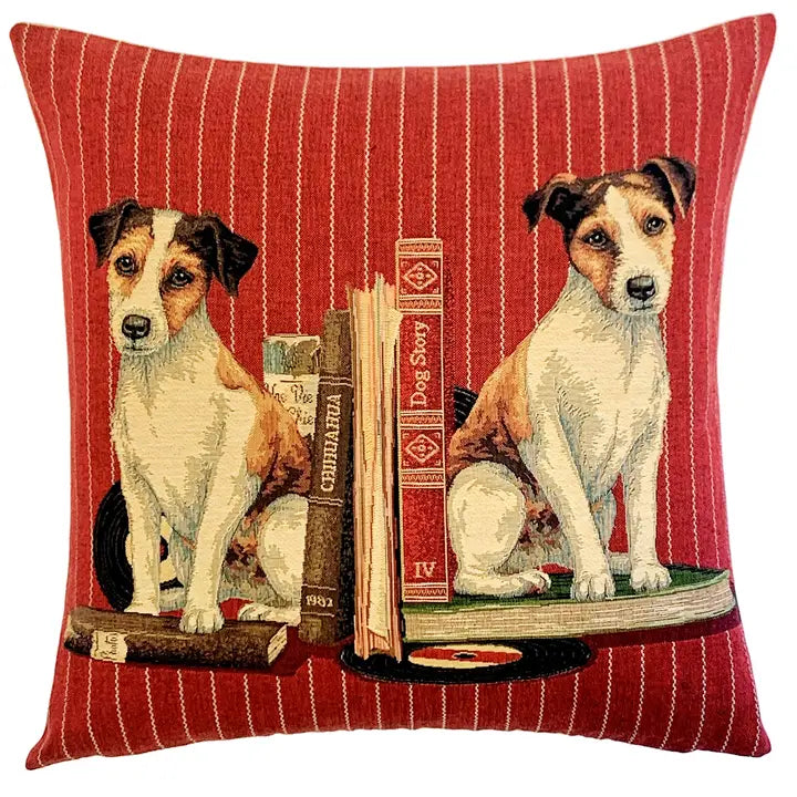 Jack Russell Pinstripe Throw Pillow