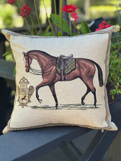 Saddle Club Horse Throw Pillow - Horse Country Trading Company