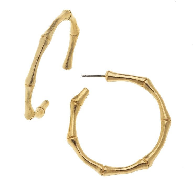 Gold Bamboo Hoop Earrings - Horse Country Trading Company
