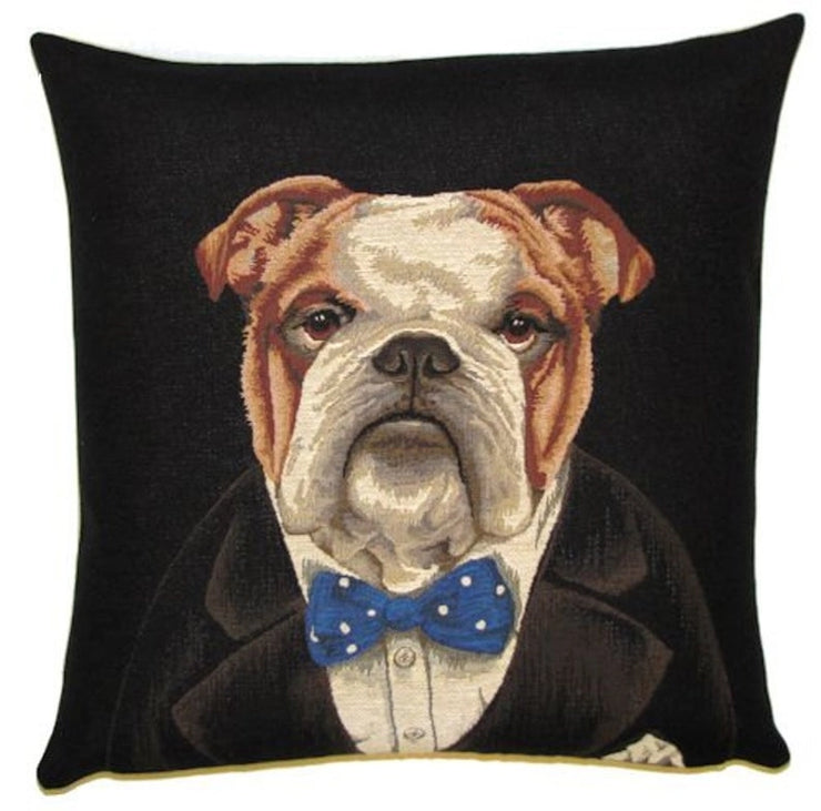 English Bull Dog Black Portrait Throw Pillow