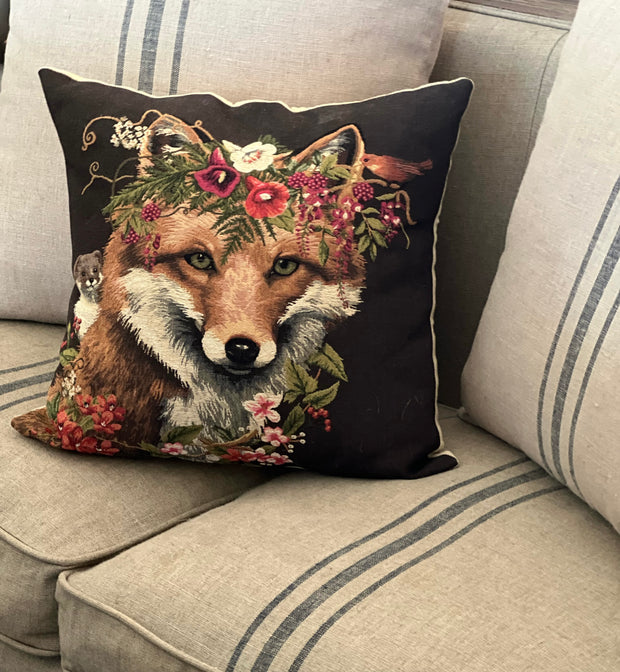 Fox with Hampster Throw Pillow - Horse Country Trading Company