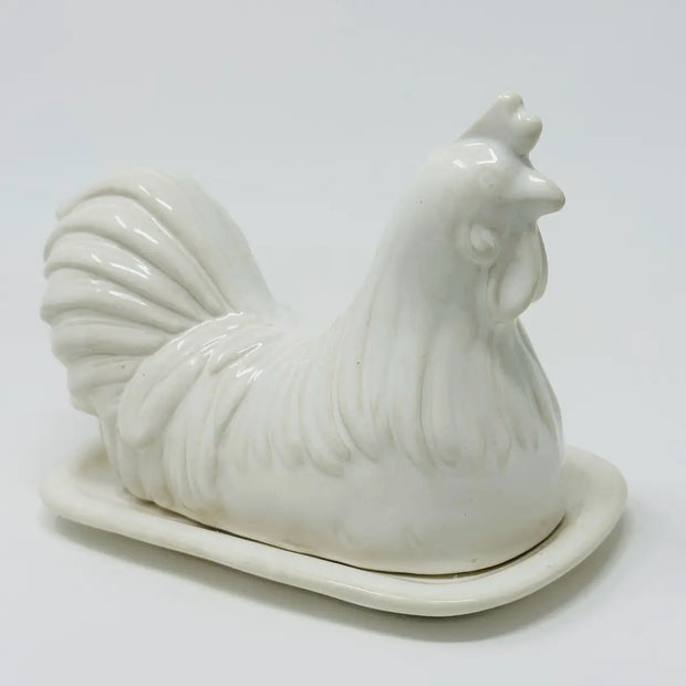 Ceramic Rooster Butter Dish - Horse Country Trading Company