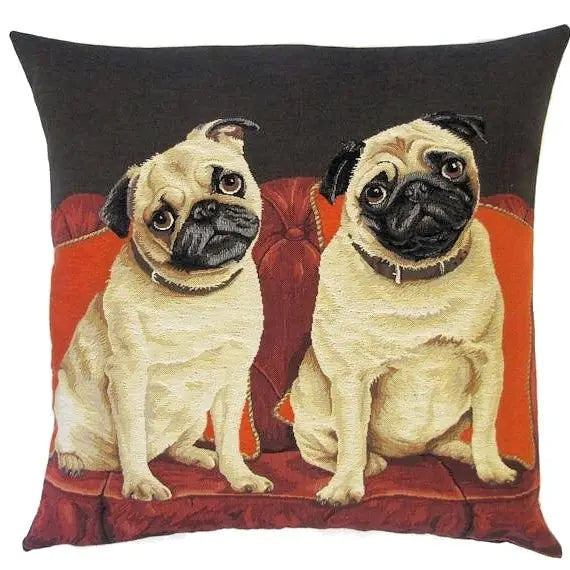 Pugs on a Sofa Throw Pillow