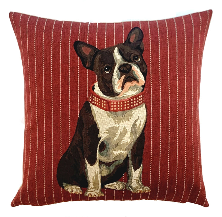 French Bulldog Pinstripe Throw Pillow