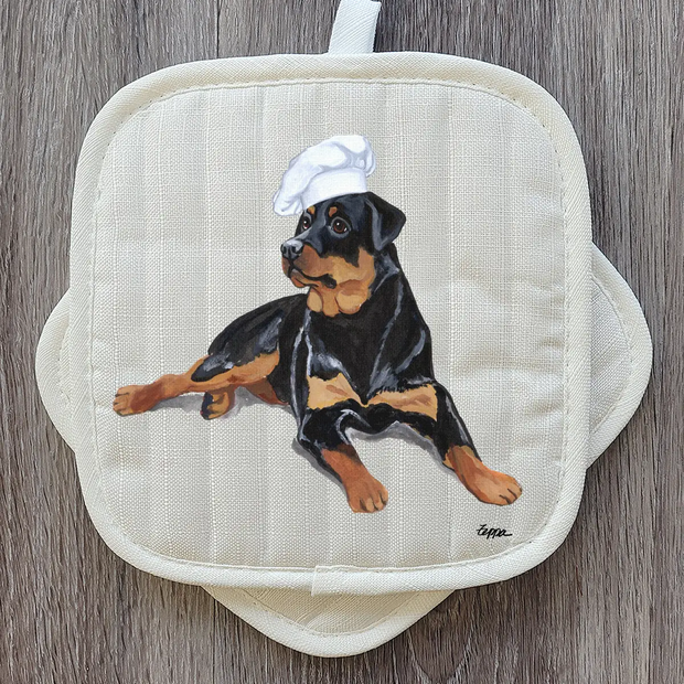 Rottweiler Hot Paws Pot Holder Set