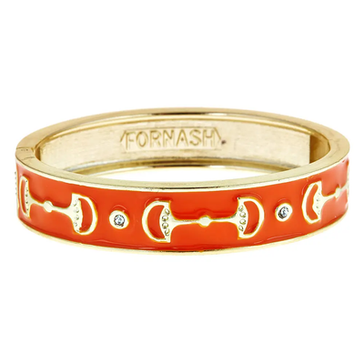 Horse Bit Hinge Bangle in Orange