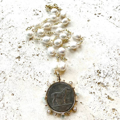 French Horse Coin Medallion Necklace - Horse Country Trading Company