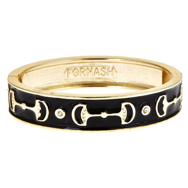 Horse Bit Hinge Bangle in Black