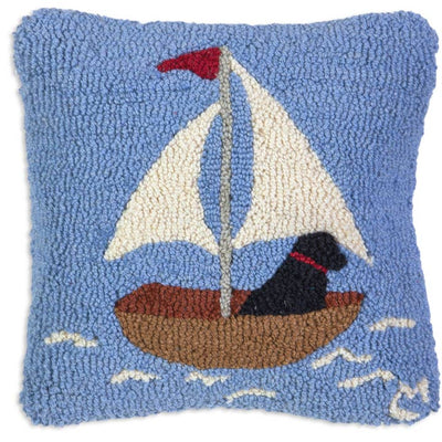 Double Black Lab Sailboat Hook Pillow - Horse Country Trading Company