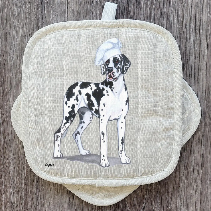 Great Dane with Natural Ears Hot Paws Pot Holder Set