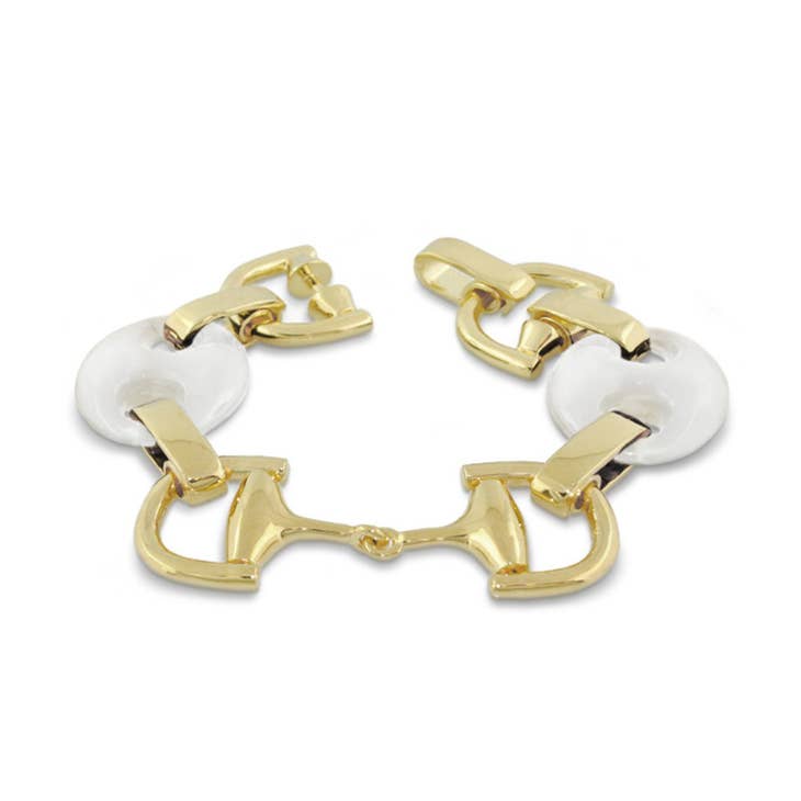 Equestrian Bracelet - Gold & White Onyx - Horse Country Trading Company
