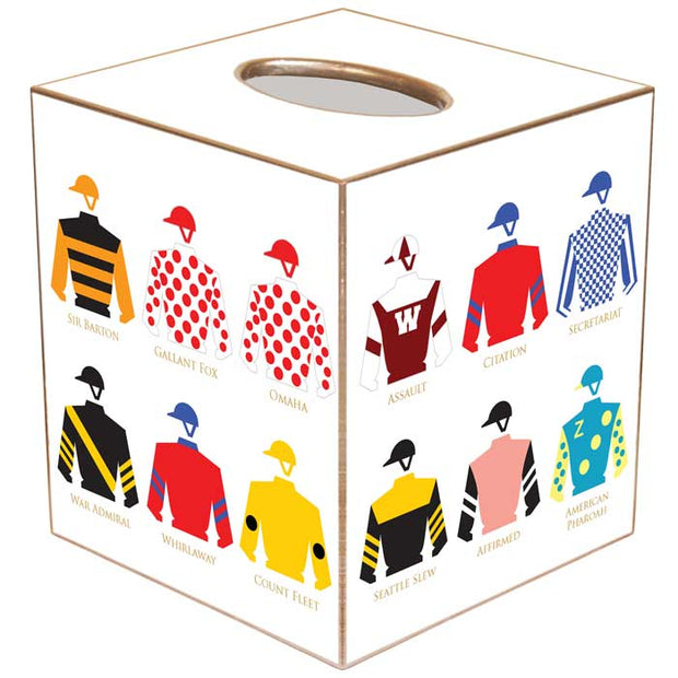 Jockey Silks Triple Crown Tissue Box Cover - Horse Country Trading Company