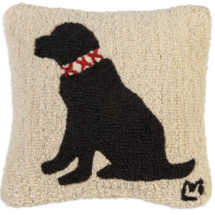 Duke Black Lab Hook Pillow - Horse Country Trading Company