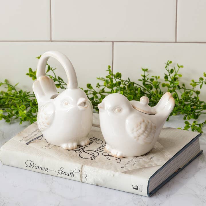 Ceramic Birds Sugar and Creamer Set - Horse Country Trading Company