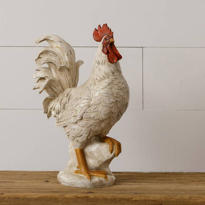 White Distressed Rooster Decor - Horse Country Trading Company