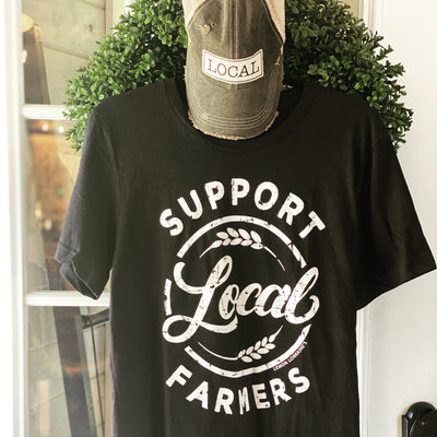 Support Local Farmers Black Graphic Tee - Horse Country Trading Company