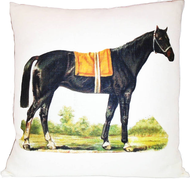 Out to Pasture Pillow - Warm White/ Linen/ Knife Edge - Horse Country Trading Company