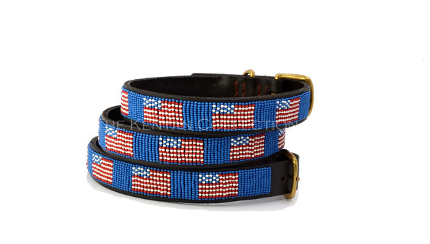 "American Flag" Beaded Dog Collar - Horse Country Trading Company
