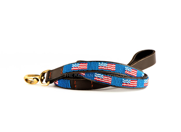 "American Flag" Beaded Dog Lead - Horse Country Trading Company