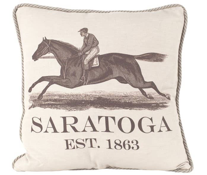 Saratoga 1863 Pillow - Natural/ Linen/ Knife Edge - Horse Country Trading Company