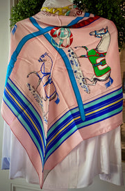 Baby Pink Hermes Inspired 70/30 Cashmere/Silk Scarf - Horse Country Trading Company