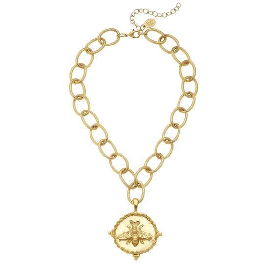 Loop Chain Necklace with Gold Bee Pendant - Horse Country Trading Company