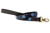 "Blue/Brown Circles" Beaded Dog Lead - Horse Country Trading Company