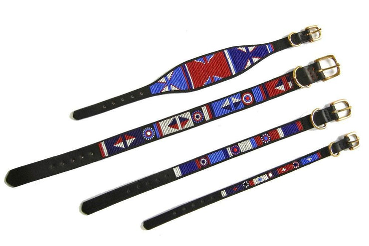 "Red White Blue" Beaded Dog Collar - Horse Country Trading Company