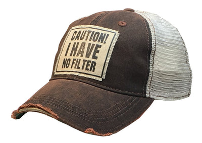 Caution! I Have No Filter Distressed Trucker Cap - Horse Country Trading Company