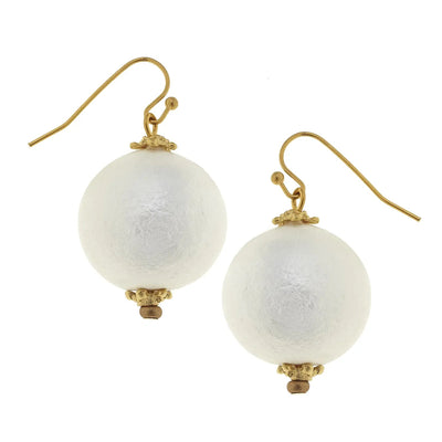 Gold with Small Cotton Pearl Earrings - Horse Country Trading Company