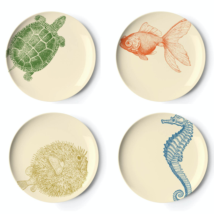Sealife Side Plates - Set of 4 - Horse Country Trading Company