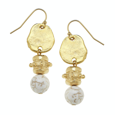 Gold with White Turquoise Earrings - Horse Country Trading Company
