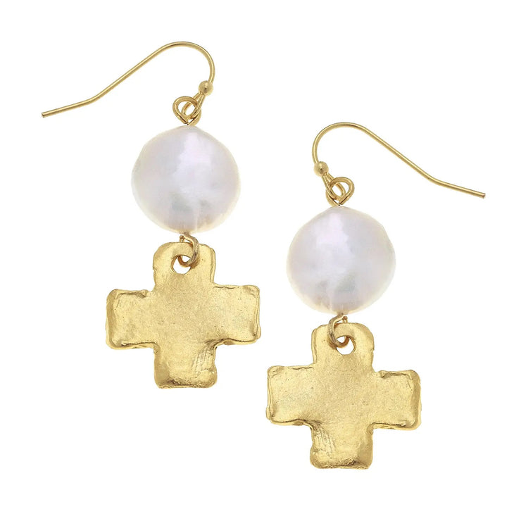 Gold with Freshwater Pearl Earrings - Horse Country Trading Company