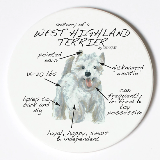 West Highland Terrier Anatomy Single Coaster - Horse Country Trading Company