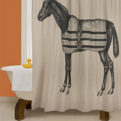 Equestrian Shower Curtain - Charcoal - Horse Country Trading Company