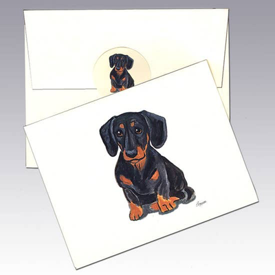 Dachshund Black n Tan Note Cards - Horse Country Trading Company