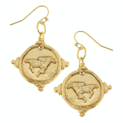 Gold Intaglio Race Horse Earrings - Horse Country Trading Company
