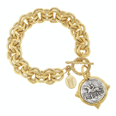 Gold & Silver Intaglio Equestrian Bracelet - Horse Country Trading Company