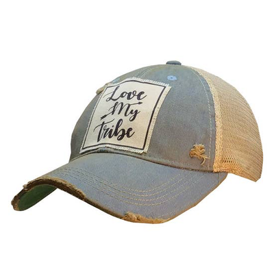 Love My Tribe Distressed Trucker Cap Sky Blue - Horse Country Trading Company
