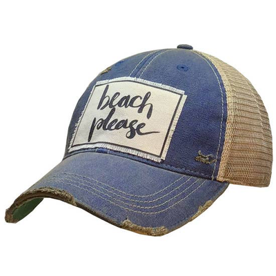 Beach Please Distressed Trucker Cap Royal Blue - Horse Country Trading Company