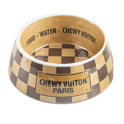 Checker Chewy Vuiton Dog Bowl - Horse Country Trading Company