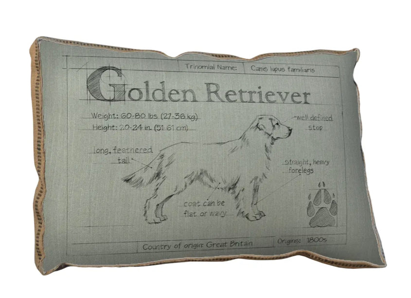 Blueprint Golden Retriever Pillow Horse Country Trading Company