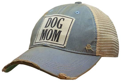 Dog Mom Distressed Trucker Cap Sky Blue - Horse Country Trading Company