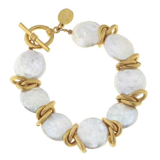Genuine Freshwater Coin Pearl with Gold Bracelet - Horse Country Trading Company