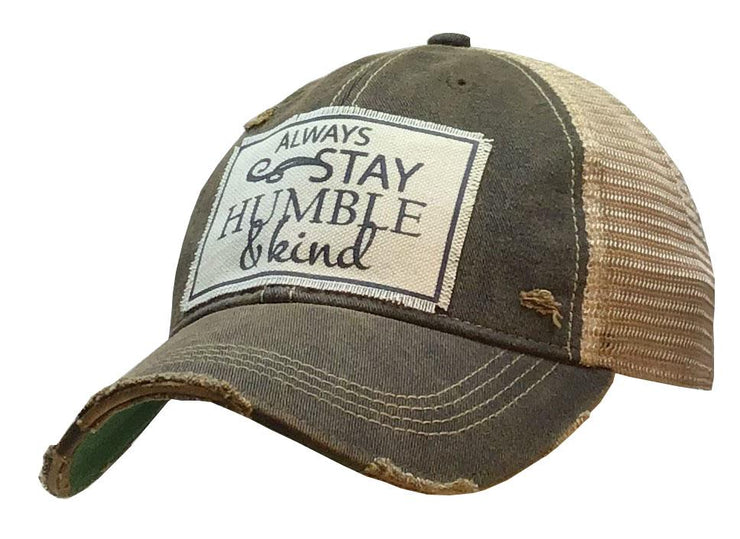 Always Stay Humble & Kind Distressed Trucker Cap Black - Horse Country Trading Company