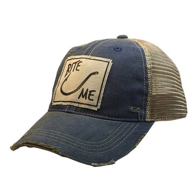 Bite Me Distressed Trucker Cap Royal Blue - Horse Country Trading Company