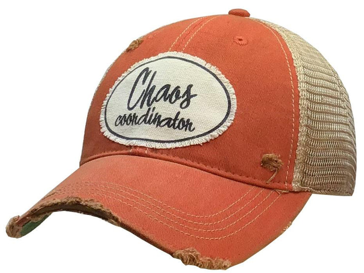 Chaos Coordinator Distressed Trucker Cap Orange - Horse Country Trading Company