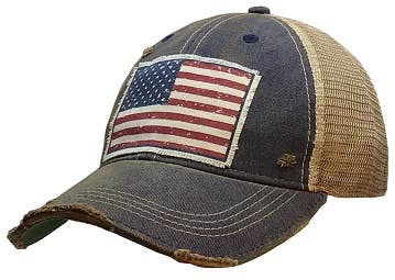 American Flag USA Distressed Trucker Cap - Horse Country Trading Company