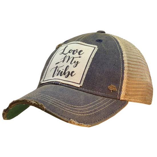 Love My Tribe Distressed Trucker Cap Navy Blue - Horse Country Trading Company