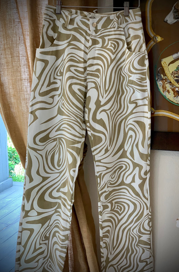 Tan Topography Print Pants - Horse Country Trading Company